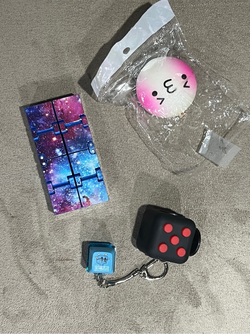 Fidget & Squishy toys set of 4 computer button Cube flip puzzle